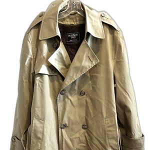 Vtg Trench Coat Removeable Faux Fur Liner Botany 500 Made in USA Borg Belted S/M